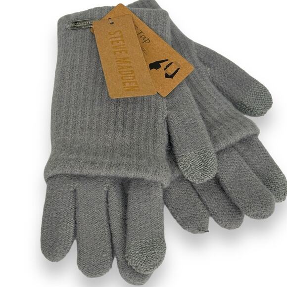 NEW Steve Madden Mittens Gray Touchscreen Gloves Cozy Warm Winter Snow Revolve - Picture 2 of 6